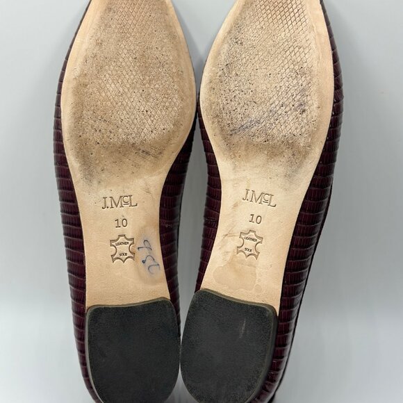 J. McLaughlin Anastasia Embossed Leather Flats Crocodile French Merlot Size 10 - Picture 7 of 8